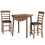 3PCS Retro Round Counter Height Drop-Leaf Table with 2 Upholstered Chairs Rubber wood Dining Table Set Pub Set with PU leather Cushion for Small Space Kitchen Walnut Color W1673130770