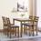 5PCS Stylish Dining Table Set 4 Upholstered Chairs with Ladder Back Design for Dining Room Kitchen Brown Cushion and Antique Oak W1673130773