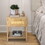 Nightstand Set of 2, 2 Drawer Dresser for Bedroom, Small Dresser with 2 Drawers and two open storage shelf, Bedside Furniture, Night Stand, End Table with rattan Design, Natural Color W167382609