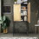 59" High Elegant Cabinet with 2 Rattan Doors Bedroom Living Room Kitchen Cupboard Wooden Furniture with 3-Tier Shelving X-Shaped Supporting Bars Easy assembly Nature Color W167382613