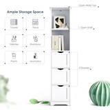 Bathroom Tall Storage Cabinet, Slim Free Standing Cabinet with 3 Drawers and 2 Shelves,Floor Cabinet for Small Space, 11.8
