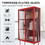 Retro Style Red Tall Freestanding Display Cupboard Stylish Fluted Glass Storage Cabinet with Glass Doors Three Detachable Shelves Bottom Space for Office Dining Room Living Room W1673P188704