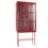 Retro Style Red Tall Freestanding Display Cupboard Stylish Fluted Glass Storage Cabinet with Glass Doors Three Detachable Shelves Bottom Space for Office Dining Room Living Room W1673P188704