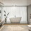 67" Acrylic Freestanding Slipper Bathtub: Gloss White Finish, Chrome Overflow & Pop-Up Drain W1675P165011