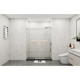 Frameless Sliding Glass Shower Doors 72" Width x 76"Height with 3/8"(10mm) Clear Tempered Glass, Brushed Nickel Finish W1675S00004