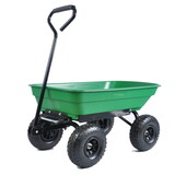 Garden Dump Cart with Steel Frame Outdoor Wagon with 10 inch Pneumatic Tires, 55L Capacity, Green P-W1676P155343