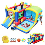 7 in 1 Inflatable Bounce House, Bouncy House with Ball Pit for Kids Indoor Outdoor Party Family Fun, Obstacles, Toddler Jump Bouncy Castle with Ball Pit for Birthday Party Gifts W1677109362