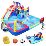 10 in1 Inflatable slide water park bouncing house garden with splash pool & water gun & basketball & climbing wall & dual pools & soccer W167790000