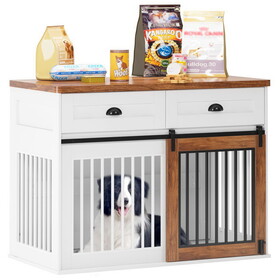 Furniture style dog cage, wooden dog cage, double door dog cage, side cabinet dog cage, Dog crate W1687138470