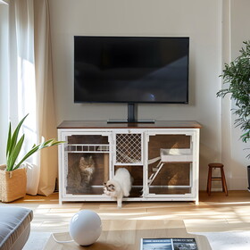 Wooden Cat House, cat villa, cat cages indoor, TV stand with cat house W1687138472