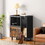 Cat feeding station, feeding station with cat scratching board, cat locker with storage, black vintage color W1687P178033