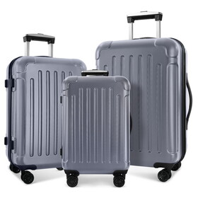Luggage 3 Piece Sets with Spinner Wheels ABS+PC Lightweight (20/24/28), Grey