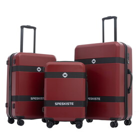 Luggage Sets New Model Expandable ABS+PC 3 Piece Sets with Spinner Wheels Lightweight TSA Lock (20/24/28), Red