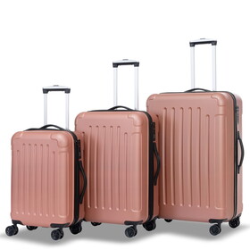Luggage Sets ABS+PC Hardshell 3pcs Clearance Luggage Hardside Lightweight Durable Suitcase sets Spinner Wheels Suitcase with TSA Lock (20/24/28),ROSEGOLD W1689139490