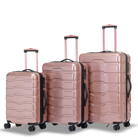 Luggage Sets ABS+PC Hardshell 3pcs Clearance Luggage Hardside Lightweight Durable Suitcase sets Spinner Wheels Suitcase with TSA Lock (20/24/28), RoseGold W1689139474