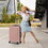 Luggage Sets ABS+PC Hardshell 3pcs Clearance Luggage Hardside Lightweight Durable Suitcase sets Spinner Wheels Suitcase with TSA Lock (20/24/28), RoseGold W1689140092