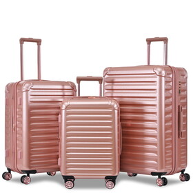 Luggage Sets New Model Expandable ABS+PC 3 Piece Sets with Spinner Wheels Lightweight TSA Lock (20/24/28),ROSE GOLD