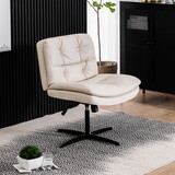 Large Size Armless Home Office Desk Chair Vanity Chair No Wheels W1692102002