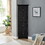 Tall Storage Cabinet with Doors and 4 Shelves for Living Room, Kitchen, Office, Bedroom, Bathroom, Modern, Black W1693111250