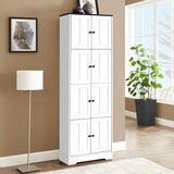 Tall Storage Cabinet with 8 Doors and 4 Shelves, Wall Storage Cabinet for Living Room, Kitchen, Office, Bedroom, Bathroom, White W1693111251
