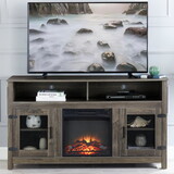 Modern Farmhouse TV Stand with Electric Fireplace, Fit up to 65