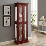 Curio Cabinet Lighted Curio Diapaly Cabinet with Adjustable Shelves and Mirrored Back Panel, Tempered Glass Doors (Walnut, 6 Tier), (E26 light bulb not included) W1693S00002