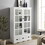 Storage Cabinet with Tempered Glass Doors Curio Cabinet with Adjustable Shelf Display Cabinet with Triple Drawers,White W1693S00003