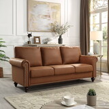 Leathaire Fabric Upholstery sofa/ Easy, Tool-Free assembly,Light Brown W1700113200