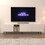 TV Console with Big Storage Cabinets, Modern TV Stand with Yellow and Ivory Contrasting Colors, Wireless Charging Entertainment Center for Living Room and Bedroom (Ivory, for 80 inches) W1701P149170