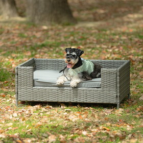Dog Bed, Pet Bed, Pet Enclosures, Pet Outdoor Furniture, Pet Patio Furniture, Seasonal PE Wicker Pet Furniture, Dog Bed with Cushion W170390110
