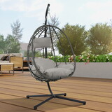 Egg Chair with Stand Indoor Outdoor Swing Chair Patio Wicker Hanging Egg Chair Hanging Basket Chair with Stand for Bedroom Living Room Balcony W1703P163949