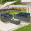 Patio Furniture, Outdoor Furniture, Seasonal PE Wicker Furniture,5 Set Wicker Furniture with Tempered Glass Table Top