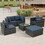 Patio Furniture, Outdoor Furniture, Seasonal PE Wicker Furniture, 6 Set Wicker Furniture with Tempered Glass Coffee Table
