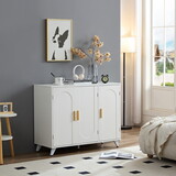 Sideboard Buffet cabinet with 3 doors and removable shelves, for living room, dining room, ivory white W1705P179819