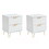 White Nightstand Set of 2, End Side Table Double, Bedside Table with 2 Drawers, Dual Night Stand Metal Legs for Bedroom Living Room W1705P183097