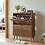 Medieval Modern Independent Shoe Cabinet, 31.5-inch Walnut Shoe Storage Cabinet, Fence Shoe Cabinet with 2 Flip Drawers, Suitable for Corridors and Entrances W1706P311094