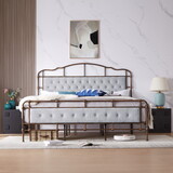 King size High Boad Metal bed with soft head and tail, no spring, easy to assemble, no noise W1708127642