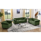 PHOYAL Large CHAIR, Velvet Sofa Classic Tufted Chesterfield Settee Sofa Modern 1 Seater Couch Furniture Tufted Back for Living Room (Green) W1708141950