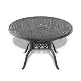 Ø47.24-inch Cast Aluminum Patio Dining Table with Black Frame and Umbrella Hole P-W1710P166012