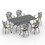 L68.90*W35.43-inch Cast Aluminum Patio Dining Table with Black Frame and Umbrella Hole W1710P166021