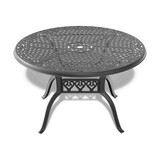 Ø48-inch Cast Aluminum Patio Dining Table with Black Frame and Umbrella Hole P-W1710P166023