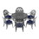 &#216;48-inch Cast Aluminum Patio Dining Table with Black Frame and Umbrella Hole W1710P166023