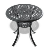 Ø30.71-inch Cast Aluminum Patio Dining Table with Black Frame and Umbrella Hole P-W1710P166025