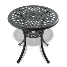 &#216;30.71-inch Cast Aluminum Patio Dining Table with Black Frame and Umbrella Hole P-W1710P166025