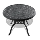 Ø39.37-inch Cast Aluminum Patio Dining Table with Black Frame and Umbrella Hole P-W1710P166027
