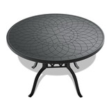 Ø47.24-inch Cast Aluminum Patio Dining Table with Black Frame and Carved Texture on the Tabletop P-W1710P166028