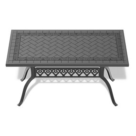 L59.05*W35.43-inch Cast Aluminum Patio Dining Table with Black Frame and Carved Texture on the Tabletop P-W1710P166029
