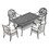 L59.05*W35.43-inch Cast Aluminum Patio Dining Table with Black Frame and Carved Texture on the Tabletop W1710P166029