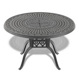 Ø47.24-inch Cast Aluminum Patio Dining Table with Black Frame and Umbrella Hole P-W1710P166032