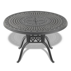 &#216;47.24-inch Cast Aluminum Patio Dining Table with Black Frame and Umbrella Hole P-W1710P166032